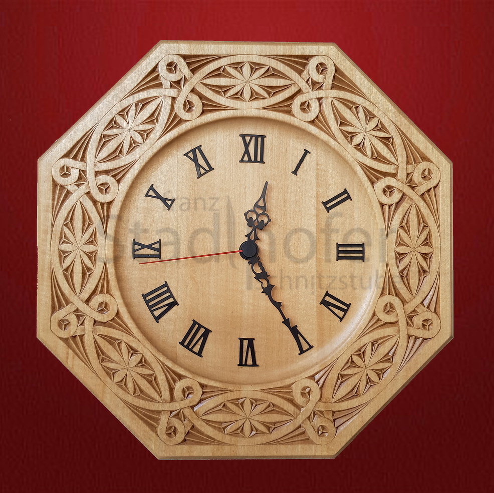 Set Achteckuhr mit Sternblumen